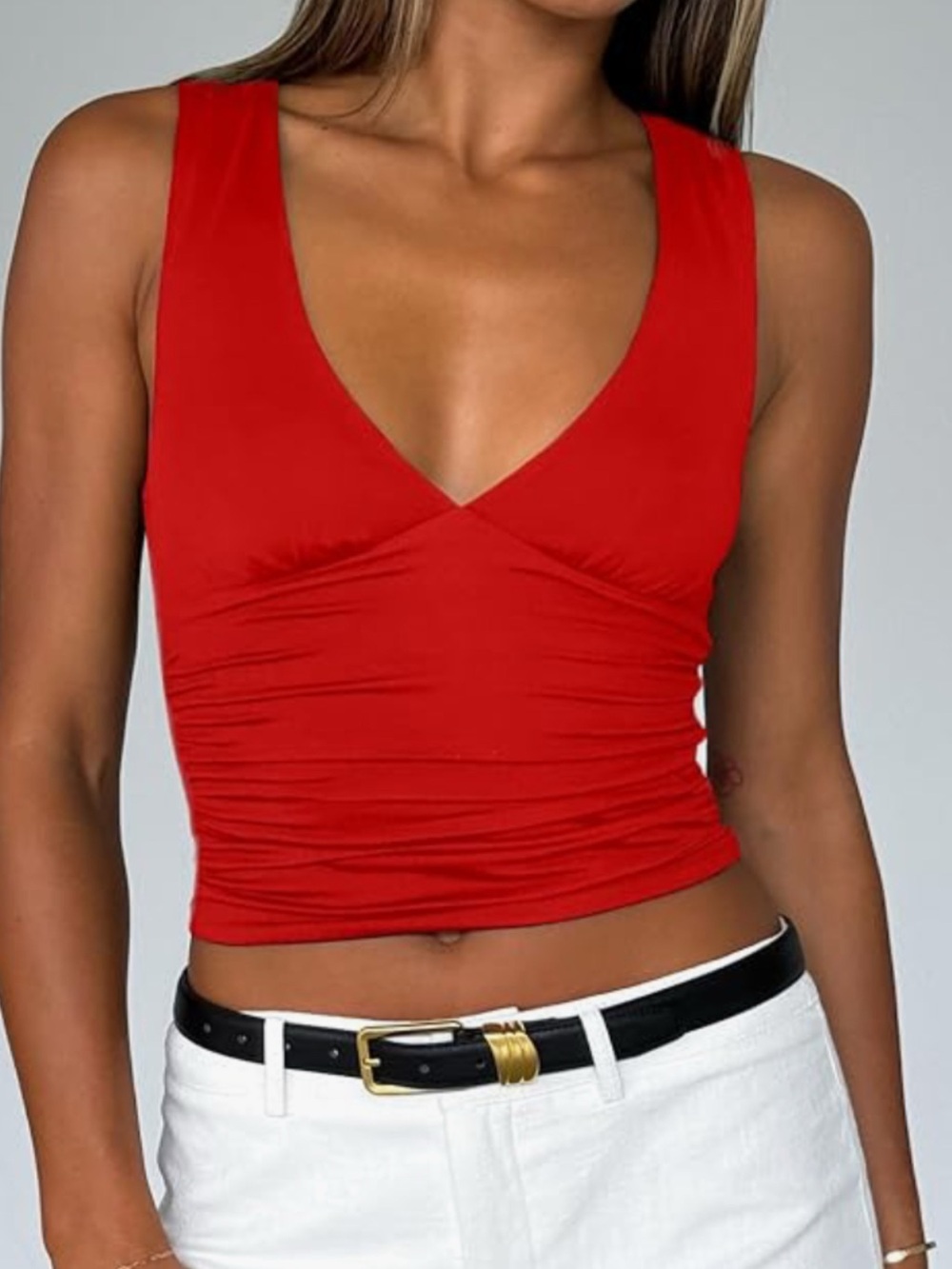 Ruched Red Tank Top